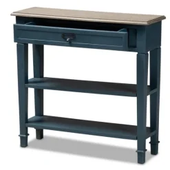 Kirkland's Home Daphne Blue Bayur Wood Two-Shelf Console Table- Console Tables