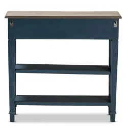 Kirkland's Home Daphne Blue Bayur Wood Two-Shelf Console Table- Console Tables