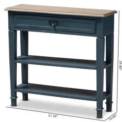 Kirkland's Home Daphne Blue Bayur Wood Two-Shelf Console Table- Console Tables