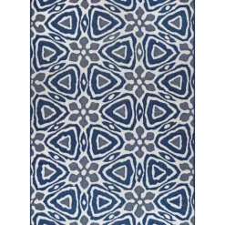 Kirkland's Home Darcie Blue Geometric Outdoor Rug, 5X8- Outdoor Rugs