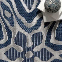 Kirkland's Home Darcie Blue Geometric Outdoor Rug, 5X8- Outdoor Rugs