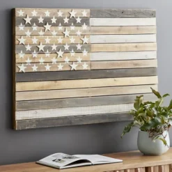 Kirkland's Home Dark American Flag Wooden Wall Sculpture- Wall Plaques