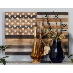 Kirkland's Home Dark American Flag Wooden Wall Sculpture- Wall Plaques