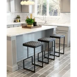 Kirkland's Home Dark And Black Upholstered Barstool- Bar Stools & Counter Height Stools