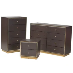 Kirkland's Home Dark And Gold Wood 3-Pc. Dresser Set- Dressers & Chests