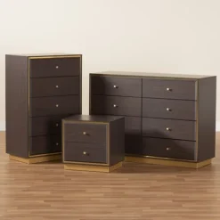 Kirkland's Home Dark And Gold Wood 3-Pc. Dresser Set- Dressers & Chests