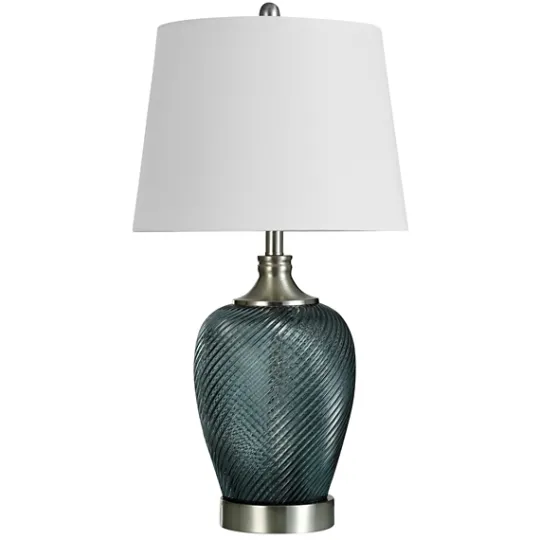 Kirkland's Home Dark Aqua Ribbed Swirl Table Lamp- Table Lamps