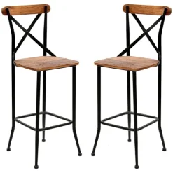 Kirkland's Home Dark Bronze And Pine Wood Bar Stools, Set Of 2- Bar Stools & Counter Height Stools