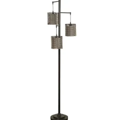 Kirkland's Home Dark Bronze And Rattan 3-Arm Floor Lamp- Floor Lamps