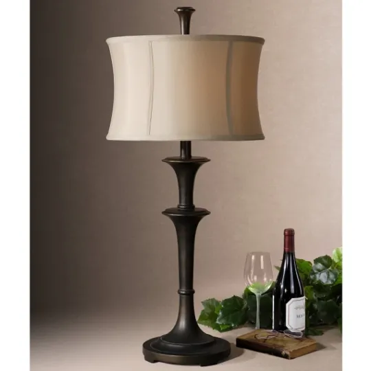 Kirkland's Home Dark Bronze Metal Flare Table Lamp- Table Lamps