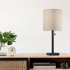 Kirkland's Home Dark Bronze Square Base Table Lamp- Table Lamps