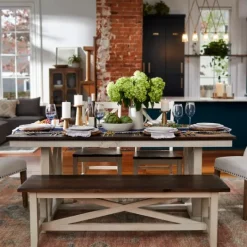 Kirkland's Home Dark Brown And Ivory Jackson Dining Table- Dining Tables