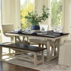 Kirkland's Home Dark Brown And Ivory Jackson Dining Table- Dining Tables
