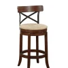 Kirkland's Home Dark Brown Wood And Seagrass Swivel Bar Stool- Bar Stools & Counter Height Stools