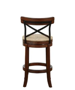 Kirkland's Home Dark Brown Wood And Seagrass Swivel Bar Stool- Bar Stools & Counter Height Stools