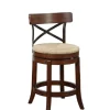Kirkland's Home Dark Brown Wood And Seagrass Swivel Counter Stool- Bar Stools & Counter Height Stools