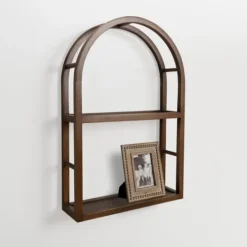 Kirkland's Home Dark Brown Wood Arched Wall Shelf- Shelves