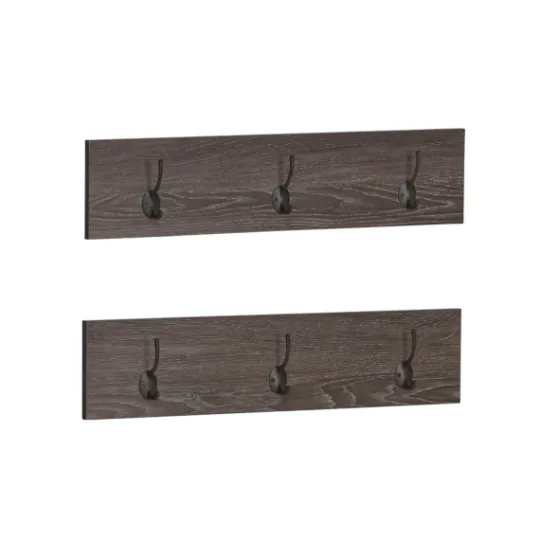 Kirkland's Home Dark Brown Wooden 3-Hook Coat Racks, Set Of 2- Hooks