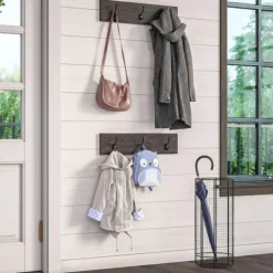 Kirkland's Home Dark Brown Wooden 3-Hook Coat Racks, Set Of 2- Hooks