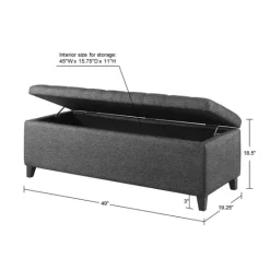 Kirkland's Home Dark Button Tufted Storage Bench- Benches & Ottomans