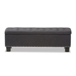 Kirkland's Home Dark Button-Tufted Upholstered Storage Bench- Entryway Furniture