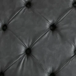 Kirkland's Home Dark Espresso Button Tufted Leather Ottoman- Benches & Ottomans
