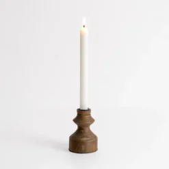 Kirkland's Home Dark Eucalyptus Wood Taper Candle Holder, 4 In.- Candle Holders