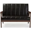 Kirkland's Home Dark Faux Leather Channel Loveseat, 45 In.- Sofas & Loveseats