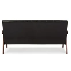 Kirkland's Home Dark Faux Leather Channel Sofa, 63 In.- Sofas & Loveseats