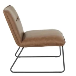 Kirkland's Home Dark Faux Leather Sleigh Accent Chair- Accent Chairs