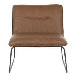 Kirkland's Home Dark Faux Leather Sleigh Accent Chair- Accent Chairs
