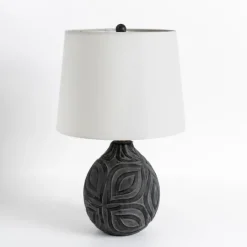 Kirkland's Home Dark Gray Ceramic Leaf Table Lamp- Table Lamps