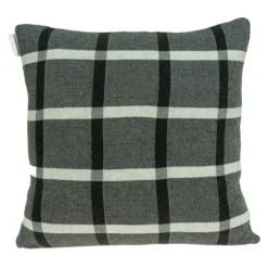 Kirkland's Home Dark Gray Plaid Knitted Pillow- Pillows