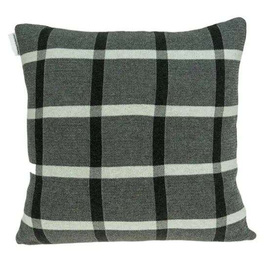 Kirkland's Home Dark Gray Plaid Knitted Pillow- Pillows
