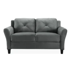 Kirkland's Home Dark Kelly Microfiber Rolled Arm Loveseat- Sofas & Loveseats