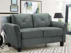 Kirkland's Home Dark Kelly Microfiber Rolled Arm Loveseat- Sofas & Loveseats