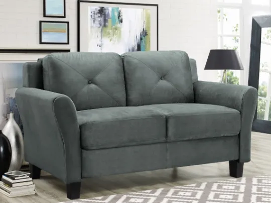 Kirkland's Home Dark Kelly Microfiber Rolled Arm Loveseat- Sofas & Loveseats