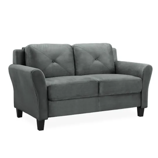 Kirkland's Home Dark Kelly Microfiber Rolled Arm Loveseat- Sofas & Loveseats