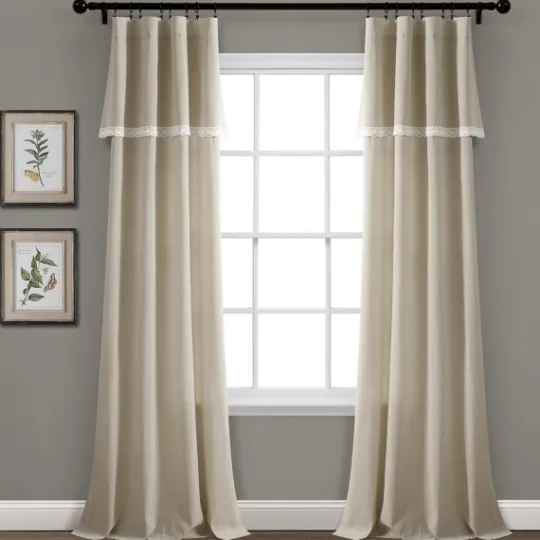 Kirkland's Home Dark Linen Lace Curtain Panel Set, 84 In.- Curtains & Drapes