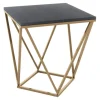 Kirkland's Home Dark Marble And Gold Geometric Accent Table- Accent & End Tables