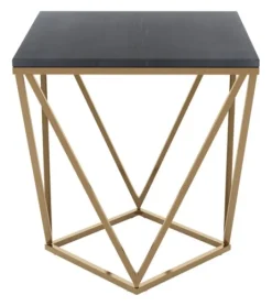 Kirkland's Home Dark Marble And Gold Geometric Accent Table- Accent & End Tables