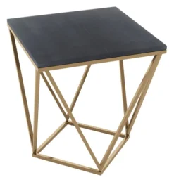 Kirkland's Home Dark Marble And Gold Geometric Accent Table- Accent & End Tables
