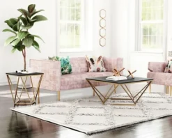 Kirkland's Home Dark Marble And Gold Geometric Accent Table- Accent & End Tables