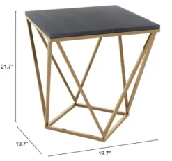 Kirkland's Home Dark Marble And Gold Geometric Accent Table- Accent & End Tables