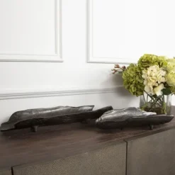 Kirkland's Home Dark Nickel Metal Trays, Set Of 2- Decorative Trays