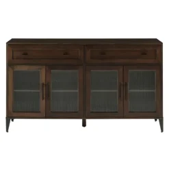Kirkland's Home Dark Oak Fluted Glass Sideboard Cabinet- Cabinets & Sideboards