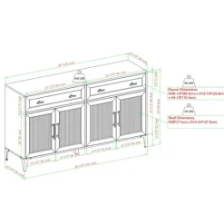 Kirkland's Home Dark Oak Fluted Glass Sideboard Cabinet- Cabinets & Sideboards