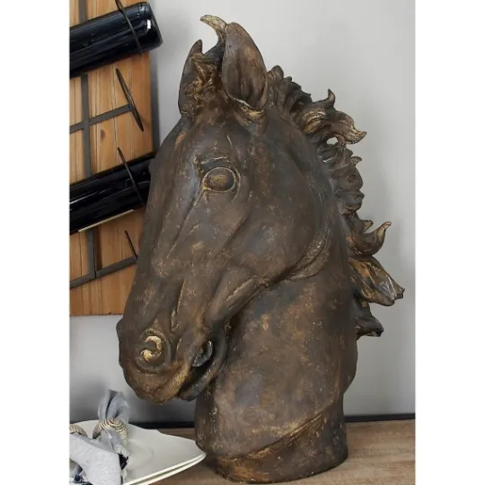 Kirkland's Home Dark Polystone Horse Head Statue- Statues & Figurines