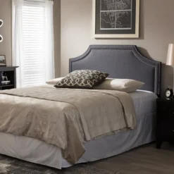 Kirkland's Home Dark Scalloped Corner Queen Headboard- Beds & Headboards
