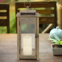 Kirkland's Home Dark Stain Distressed Lantern- Lanterns